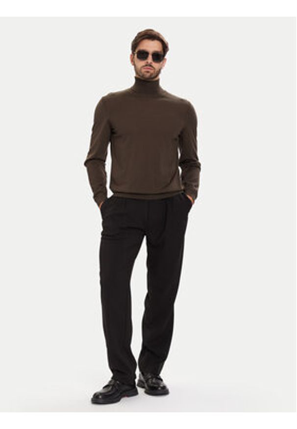 BOSS Golf Musso-P 50468262 Zielony Slim Fit. Typ kołnierza: golf. Kolor: zielony. Materiał: wełna