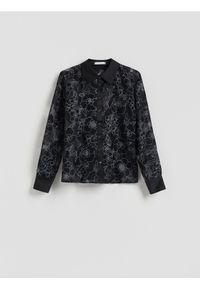 Reserved - Koszula z wiskozą - czarny. Kolor: czarny. Materiał: wiskoza #1