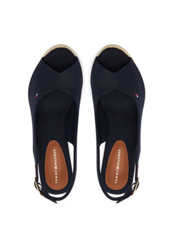 TOMMY HILFIGER - Tommy Hilfiger Espadryle Flag High Wedge Espad Slingback FW0FW08597 Granatowy. Kolor: niebieski. Materiał: materiał