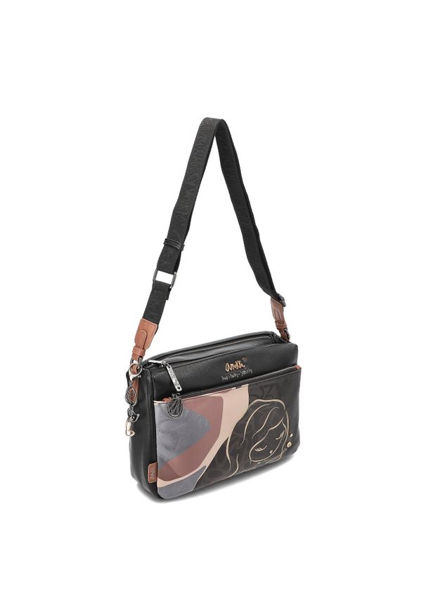 Brązowa Torebka Anekke Elegancka Listonoszka Damska. Kolor: brązowy. Wzór: nadruk. Materiał: skórzane. Styl: elegancki