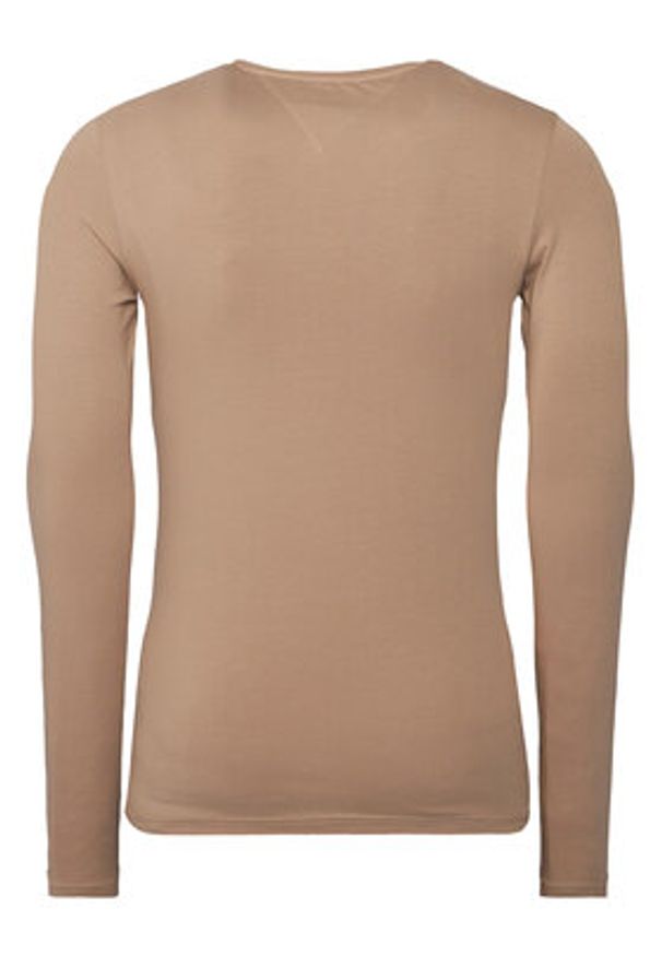TOMMY HILFIGER - Tommy Hilfiger Longsleeve MW0MW10804 Beżowy Slim Fit. Kolor: beżowy. Materiał: bawełna. Długość rękawa: długi rękaw
