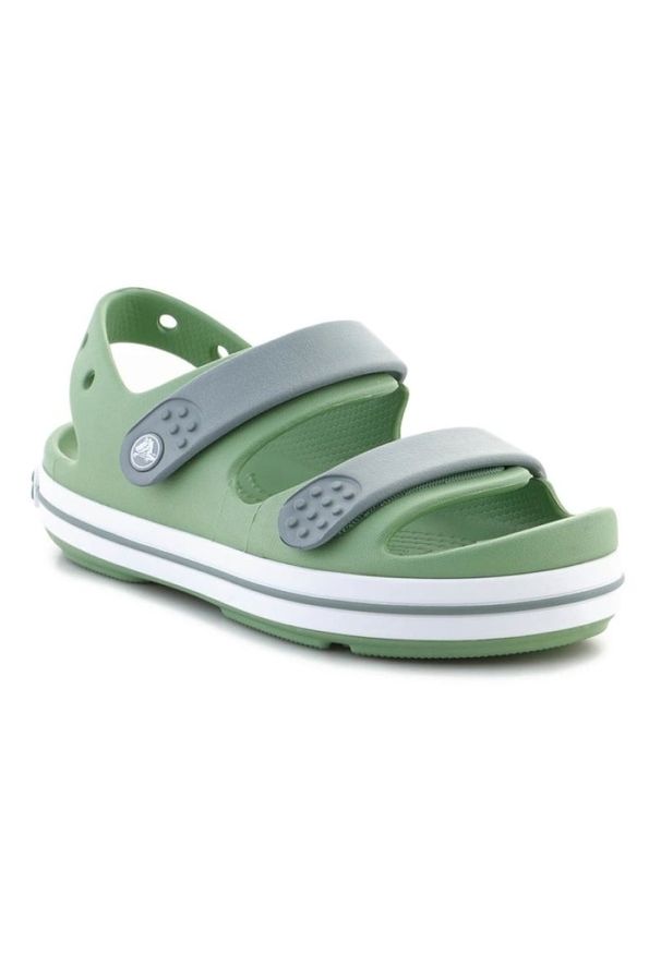 Sandały Crocs Crocband Cruiser Sandal 209423-3WD zielone. Okazja: na uczelnię, na plażę. Zapięcie: rzepy. Kolor: zielony. Materiał: materiał. Wzór: paski. Styl: elegancki