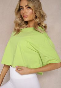 Renee - Jasnozielony Oversizowy T-shirt z Bawełny z Okrągłym Dekoltem Calama. Kolor: zielony. Materiał: bawełna. Wzór: kolorowy. Styl: elegancki #4