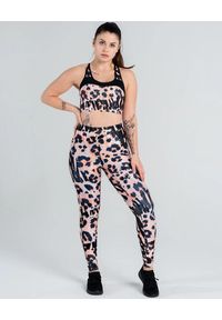 SLAVIWEAR - Top z gumką Leopard. Kolor: wielokolorowy, czarny, pomarańczowy. Materiał: mesh