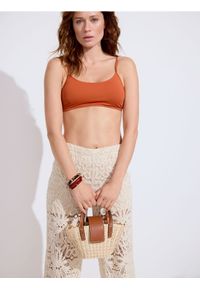 Reserved - Pleciona torebka koszyk z paskiem - brązowy. Kolor: brązowy #1