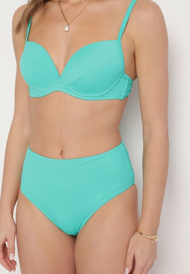 Born2be - Zielone Klasyczne Bikini Majtki Typu Figi i Biustonosz Natinela. Kolor: zielony
