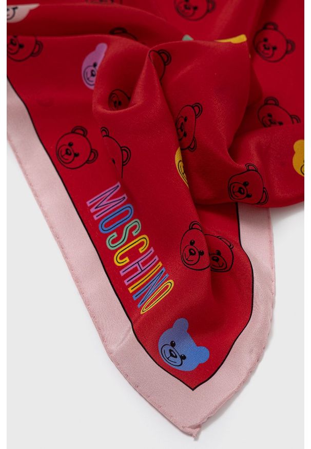 MOSCHINO - Moschino Apaszka jedwabna kolor czerwony wzorzysta. Kolor: czerwony. Materiał: jedwab