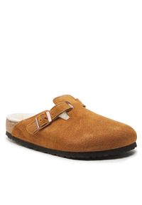 Birkenstock Kapcie Boston 1001140 Brązowy. Kolor: brązowy. Materiał: welur, skóra #1