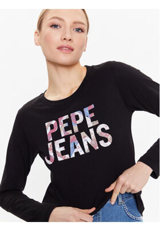 Pepe Jeans T-Shirt Luna PL505394 Czarny Regular Fit. Kolor: czarny. Materiał: bawełna
