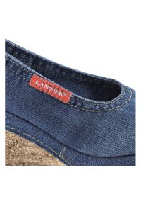 Lanqier - Sandały LANQIER 40C243 Jeans. Materiał: jeans. Obcas: na koturnie #9