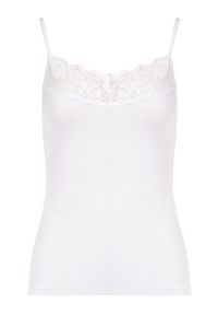 Born2be - Biały Top Bawełniany Thelameia. Kolor: biały. Materiał: bawełna. Długość rękawa: na ramiączkach. Wzór: gładki, koronka #6