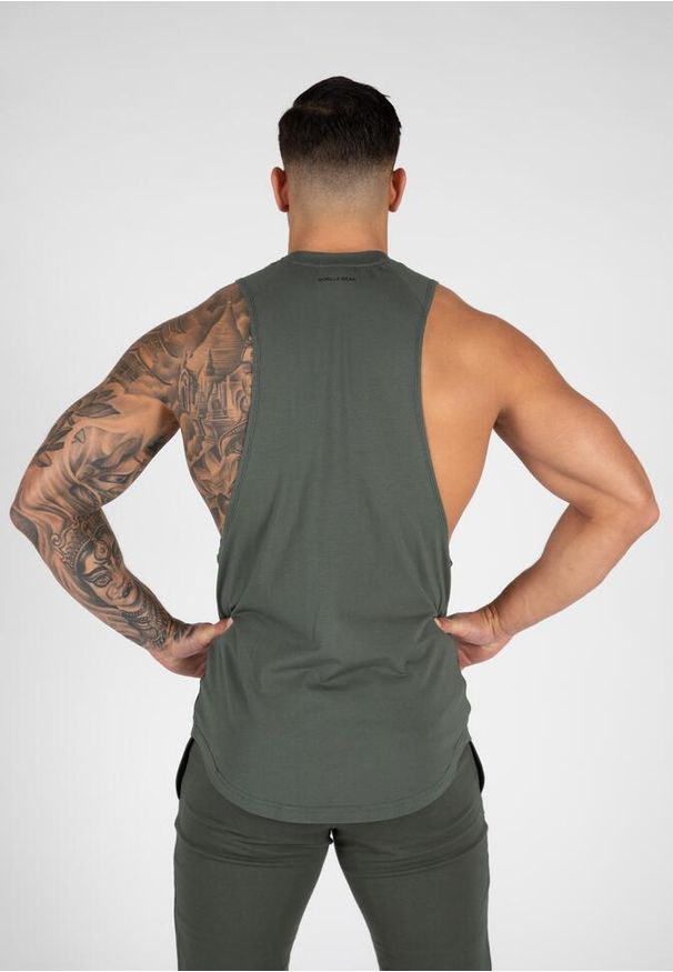 GORILLA WEAR - Tank top fitness męski Milo Drop Armhole. Kolor: zielony. Styl: sportowy