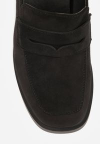 Born2be - Czarne Półbuty w Stylu Mokasynów na Obcasie z Ozdobnym Przeszyciem Edanithiel. Okazja: na co dzień. Kolor: czarny. Materiał: jeans. Obcas: na obcasie. Styl: casual, elegancki, klasyczny. Wysokość obcasa: średni #2