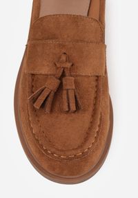 Born2be - Jasnobrązowe Mokasyny VICES ze Skórzaną Wkładką i Frędzlami Leuconisse. Okazja: na co dzień. Kolor: brązowy. Materiał: skóra. Wzór: aplikacja. Styl: casual, elegancki #9