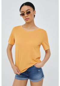JDY t-shirt damski kolor żółty. Kolor: żółty. Materiał: dzianina. Wzór: gładki #5