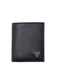 Guess - GUESS Czarny portfel męski Milano Bifold. Kolor: czarny. Materiał: skóra