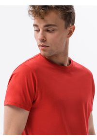 Ombre Clothing - T-shirt męski bawełniany BASIC - czerwony S1224 - XXL. Kolor: czerwony. Materiał: bawełna. Styl: klasyczny #3