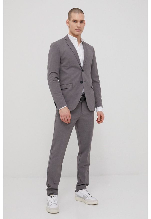 Premium by Jack&Jones marynarka męska kolor szary. Kolor: szary. Materiał: poliester. Styl: klasyczny