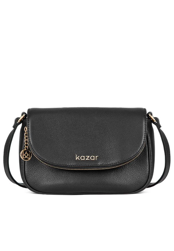 Kazar - Czarna torebka damska. Kolor: czarny. Materiał: skórzane. Styl: casual. Rodzaj torebki: na ramię