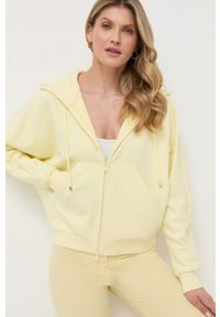 Max Mara Leisure bluza damska kolor żółty z kapturem gładka. Typ kołnierza: kaptur. Kolor: żółty. Materiał: dzianina. Wzór: gładki #1