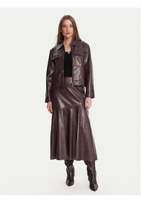 French Connection Spódnica z imitacji skóry 73ZAP 60 Bordowy Regular Fit. Kolor: czerwony. Materiał: syntetyk #3