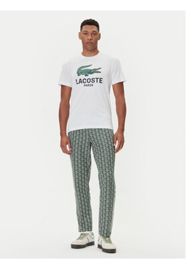 Lacoste T-Shirt TH5634 Biały Regular Fit. Kolor: biały. Materiał: bawełna