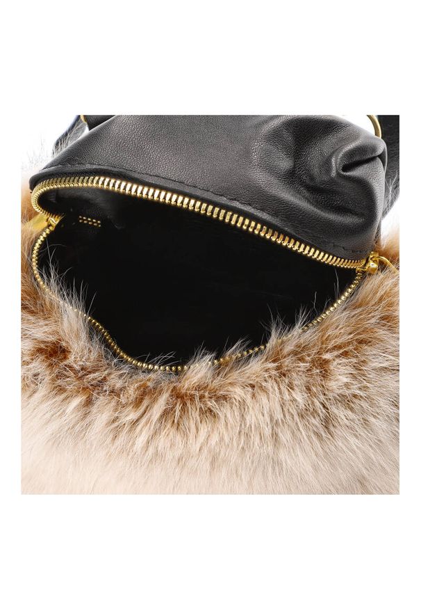 Beżowa Elegancka Torebka Luka-Pelli Plecaczek Z Naturalnym Futrem Z Lisa. Kolor: beżowy. Wzór: paski. Materiał: futrzane. Styl: elegancki. Rodzaj torebki: na ramię