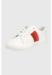Lauren Ralph Lauren sneakersy skórzane Janson II kolor biały 802872496001. Nosek buta: okrągły. Zapięcie: sznurówki. Kolor: biały. Materiał: skóra #4