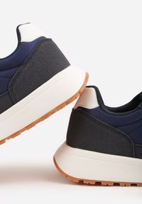 Born2be - Granatowe Buty Sportowe Sneakersy na Grubej Podeszwie Nerola. Okazja: na spacer, na co dzień. Kolor: niebieski. Materiał: jeans. Sport: turystyka piesza #6