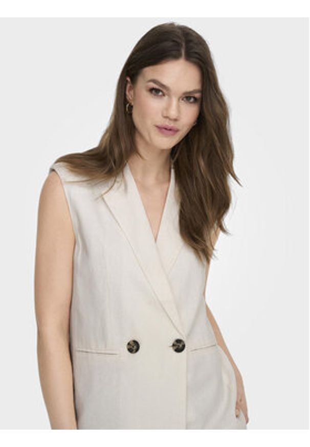 only - ONLY Kamizelka garniturowa Caro 15278794 Biały Loose Fit. Kolor: biały. Materiał: len, wiskoza