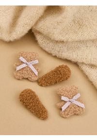 Sinsay - Pluszowe spinki do włosów 4 pack - brązowy. Kolor: brązowy #1