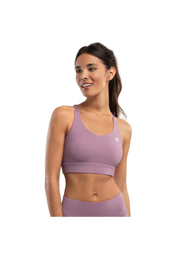 SIROKO - Stanik sportowy fitness damski - Wysokie wsparcie Pacemaker Mauve. Kolor: fioletowy. Materiał: nylon. Sport: fitness