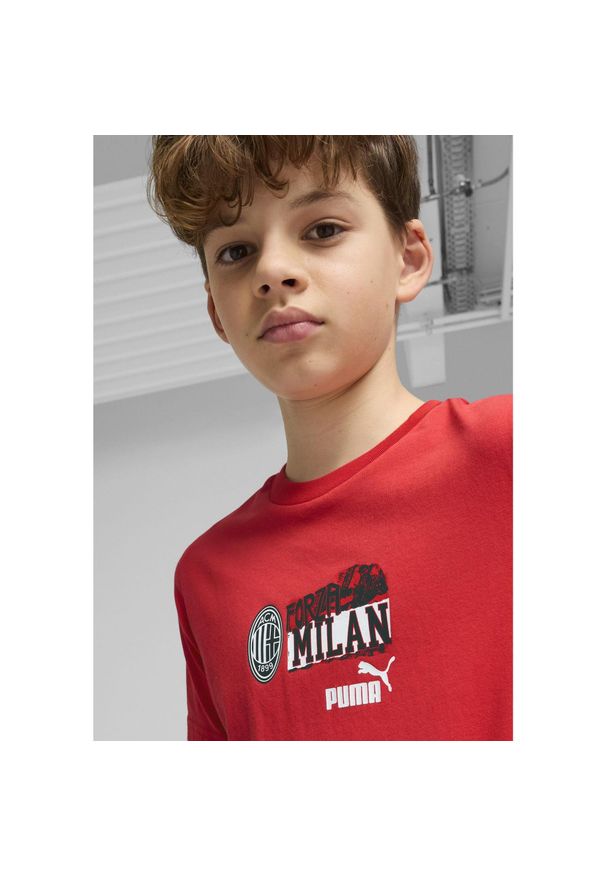 Puma - Młodzieżowa koszulka AC Milan ftblNRGY PUMA For All Time Red Black. Kolor: czerwony, czarny, wielokolorowy. Materiał: guma. Wzór: nadruk. Sport: piłka nożna