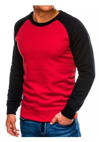 Ombre Clothing - Bluza męska bez kaptura - czerwona B980 - L. Okazja: na co dzień. Typ kołnierza: bez kaptura. Kolor: czerwony. Materiał: materiał, bawełna, poliester. Styl: casual, klasyczny #1