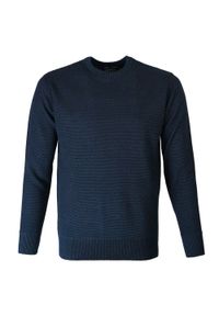 Męski Sweter Pako Jeans - Wełniany - Granatowy Melanż. Kolor: niebieski. Materiał: wełna, akryl. Wzór: melanż. Styl: klasyczny, elegancki