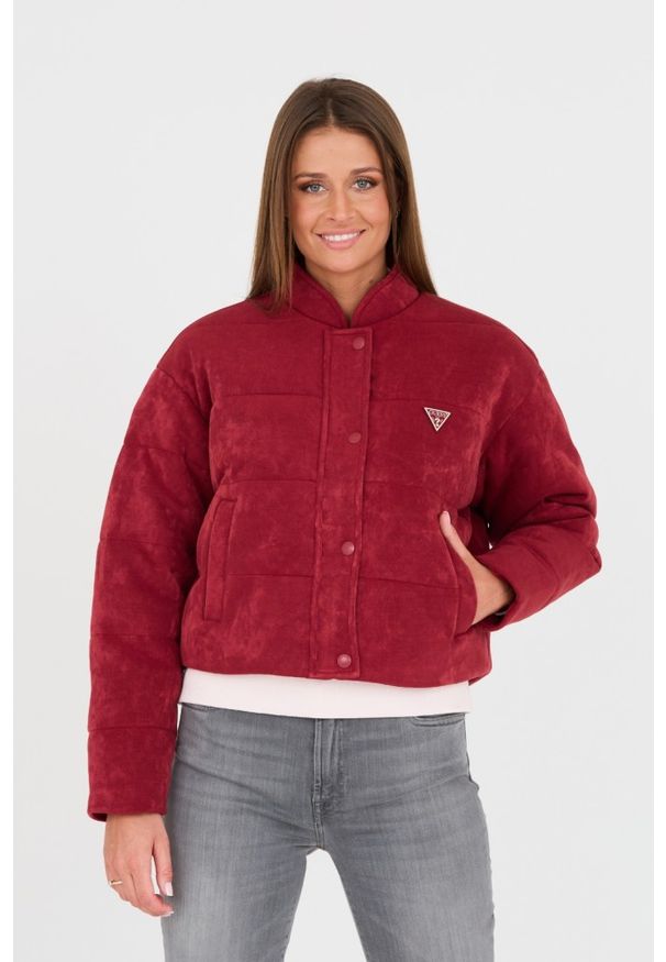 Guess - GUESS Bordowa damska kurtka, Rozmiar L. Kolor: czerwony. Długość: krótkie