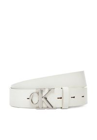 Calvin Klein Jeans Pasek Damski LV04K7018G Biały. Kolor: biały. Materiał: skóra
