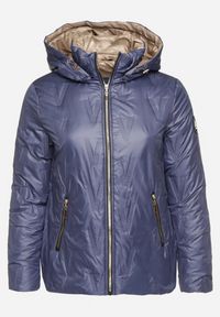 Born2be - Niebieska Pikowana Kurtka o Prostym Kroju z Kapturem ze Ściągaczami Falesaa. Okazja: na co dzień. Typ kołnierza: kaptur. Kolekcja: plus size. Kolor: niebieski. Materiał: jeans. Styl: casual, elegancki #5
