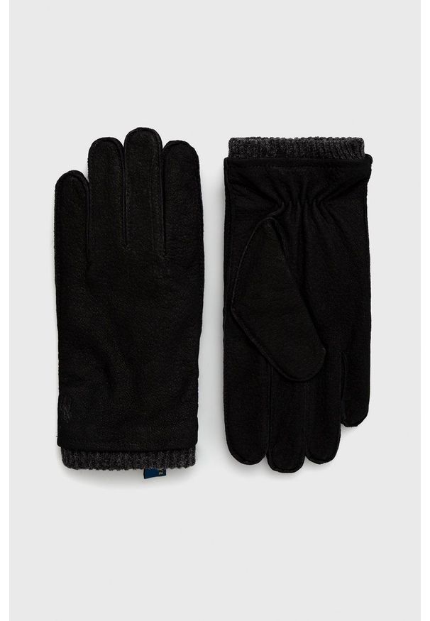 Polo Ralph Lauren rękawiczki zamszowe męskie kolor czarny. Kolor: czarny. Materiał: zamsz