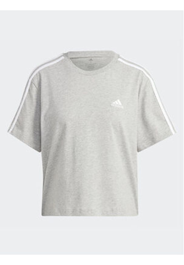 Adidas - adidas T-Shirt Essentials 3-Stripes Single Jersey Crop Top HR4916 Szary Loose Fit. Kolor: szary. Materiał: bawełna