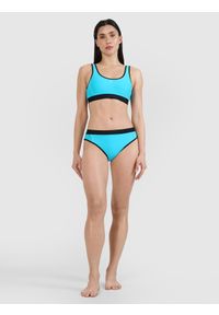 4f - 4F Dół od bikini damski - niebieski L. Kolor: niebieski. Materiał: materiał, syntetyk, elastan