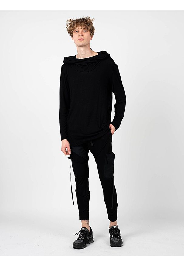 La Haine Inside Us Sweter "Banner-Unisex" | A2233 4J | BANNER | Kobieta | Czarny. Typ kołnierza: kaptur. Kolor: czarny. Materiał: wiskoza, elastan. Długość: długie