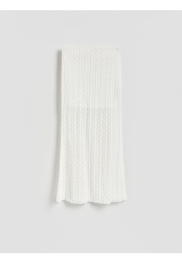 Reserved - Koronkowa spódnica maxi - biały. Kolor: biały. Materiał: koronka