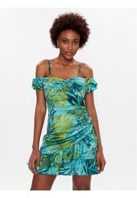 Guess Sukienka letnia Alva W3GK54 WD8G2 Zielony Slim Fit. Kolor: zielony. Materiał: syntetyk. Sezon: lato