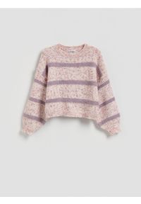 Reserved - Wzorzysty sweter - wielobarwny. Materiał: dzianina