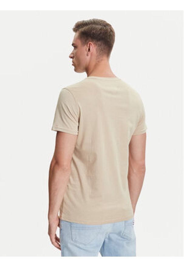 Tommy Jeans T-Shirt DM0DM04411 Beżowy Slim Fit. Kolor: beżowy. Materiał: bawełna