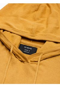 Ombre Clothing - Sweter męski z kapturem - musztardowy V4 E187 - XXL. Typ kołnierza: kaptur. Kolor: żółty. Materiał: bawełna, nylon