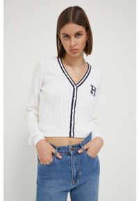 Hollister Co. sweter damski kolor biały. Okazja: na co dzień. Kolor: biały. Materiał: dzianina. Styl: casual #6