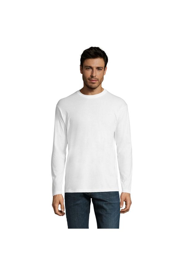 SOL'S - Męska Koszulka Z Długim Rękawem Monarch. Kolor: biały. Długość rękawa: długi rękaw. Długość: długie. Sport: turystyka piesza