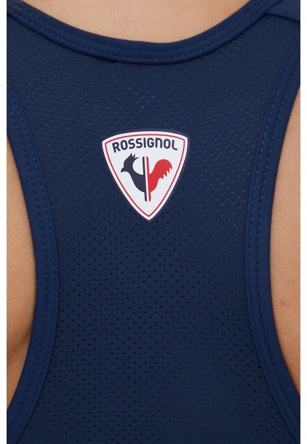 Rossignol biustonosz sportowy kolor granatowy gładki. Kolor: niebieski. Materiał: materiał. Wzór: gładki. Sport: turystyka piesza, joga i pilates